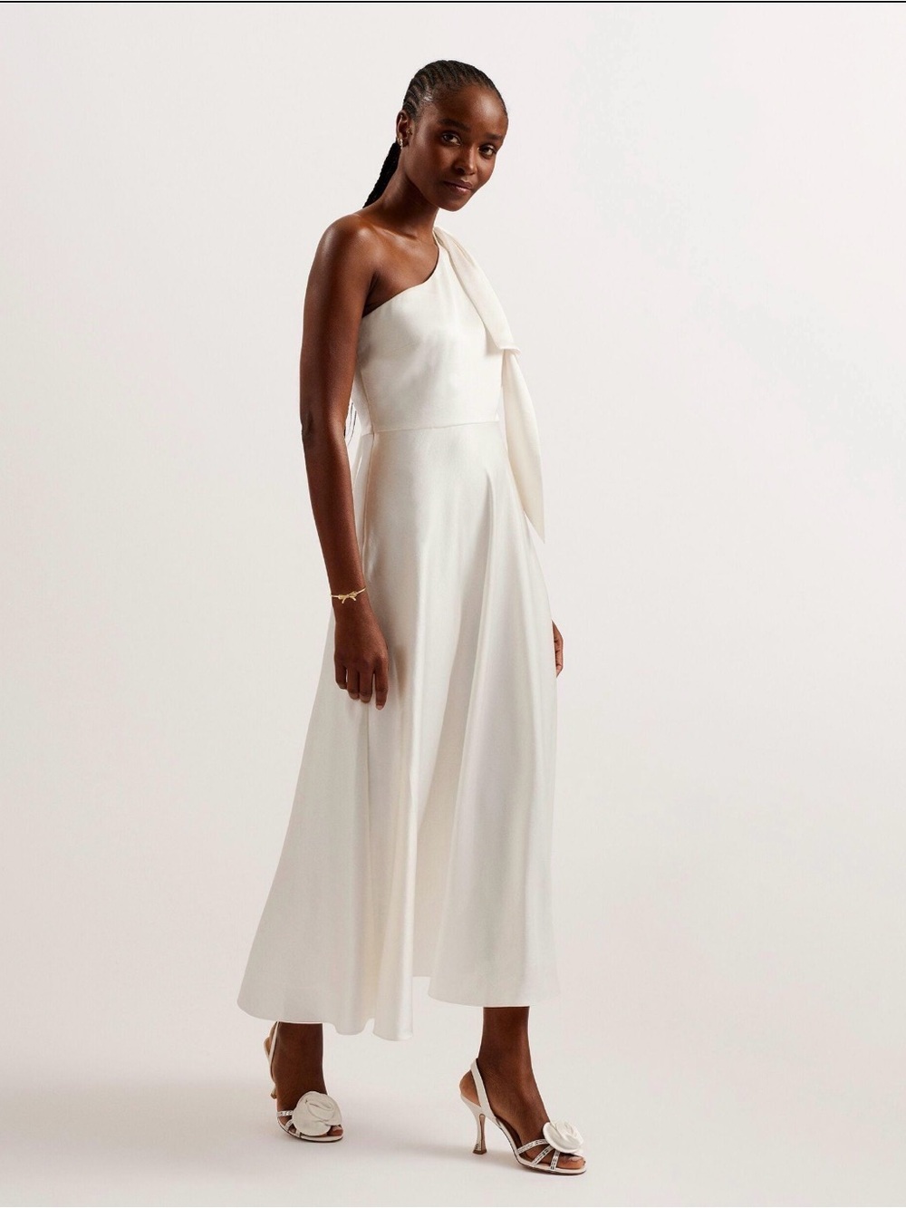 Ted Baker London Ivory One-Shoulder Satin Dress